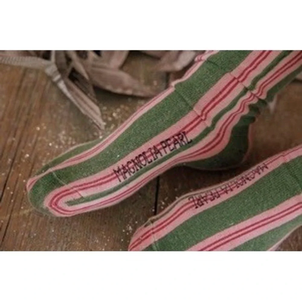 Magnolia Pearl Striped Knee High Socks Green Pink Bohemian Vintage NWT